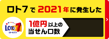 ロト7で2021年に発生した1億円以上の当せん口数